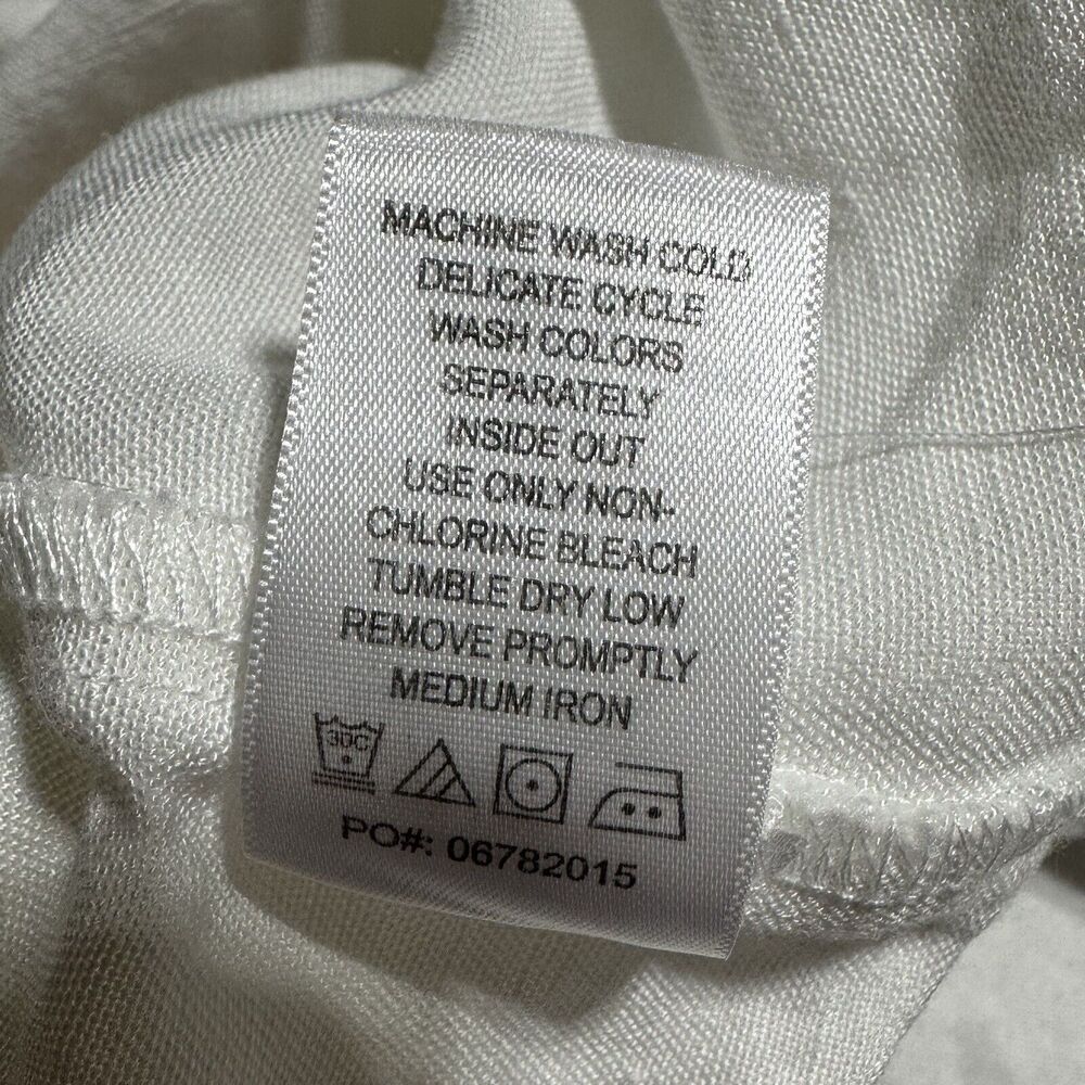 Roaman’s Womens Linen Blend Capris Pants Size 32W White Embroidered Pull On - Picture 7 of 11
